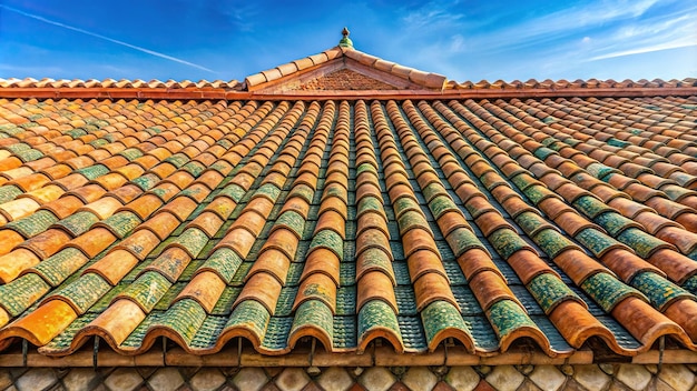 Photo wideangle close up of arabic tile roof