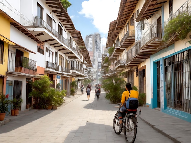 A wideangle shot of a digital nomad in Colombia