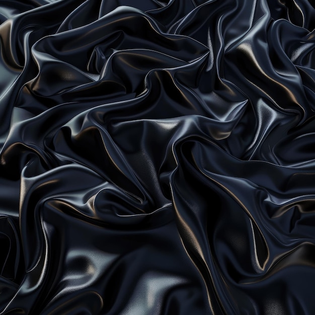 Photo wideangle shot of luxurious black satin fabric