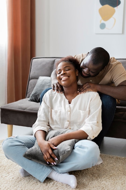 Wife and husband having some quality time at home