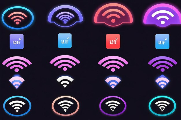 Photo wifi icon set internet connection wireless network icon broadcasting area with wifi