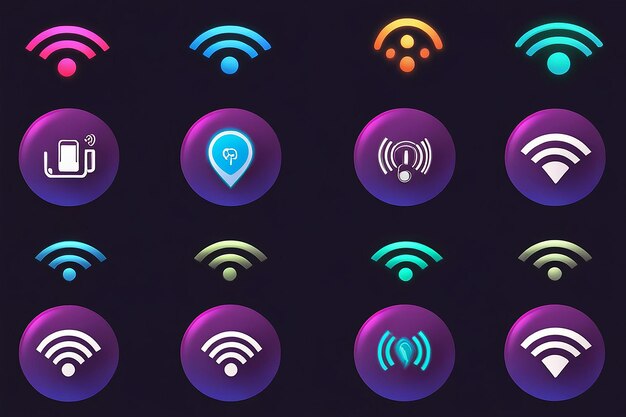 Photo wifi icon set internet connection wireless network icon broadcasting area with wifi