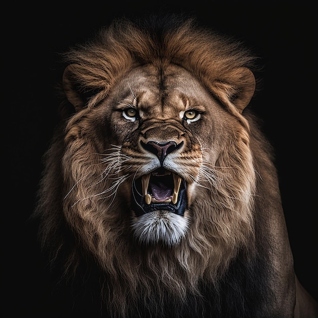 Wild Animal Lion Portrait Illustration Generative AI