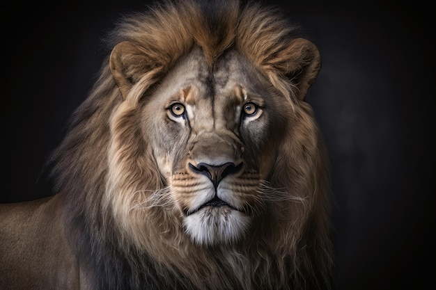 Wild Animal Lion Portrait Illustration Generative AI