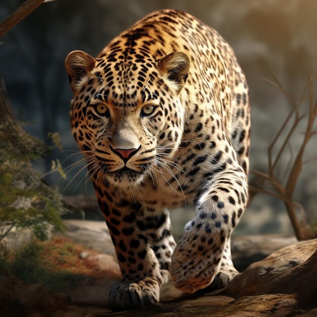 wild animal roaring leopards AI generative