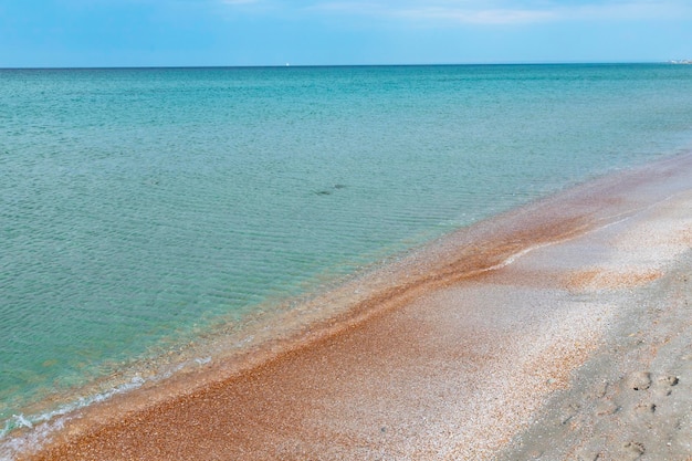 Wild beach border of sand and water of the sea Seascape