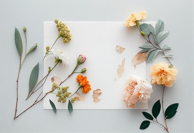 wild dried fresh flowers floral flat lay on background wallpaper banner