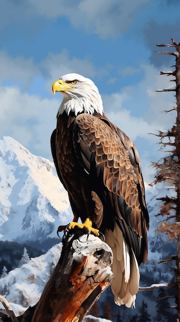 Wild Eagle Majesty Majestic Scene of a Wild Eagle Standing Generative AI