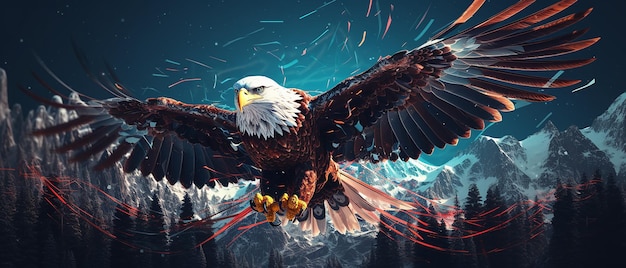 Wild Eagle Majesty Majestic Scene of a Wild Eagle Standing Generative AI