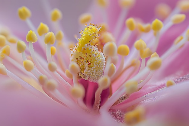 Wild flower stamens covered with pollen