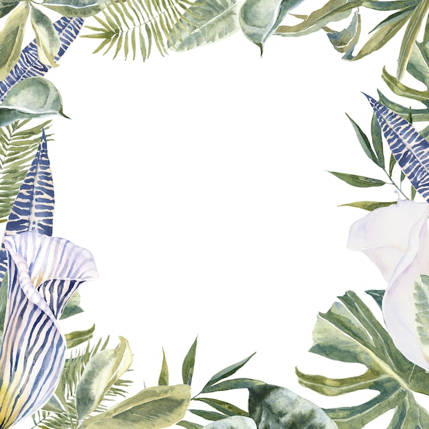 Wild Flowers animal skin print, tropical leaves Frame