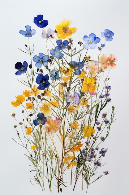 Photo wild flowers in a watercolor painting by person