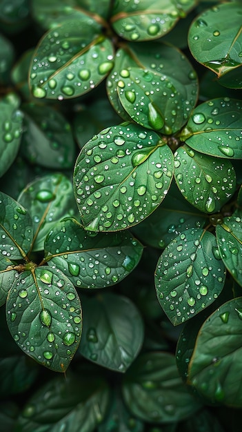 Wild Green Leaves Dew Detailed Nature Foliage Wet Fresh Botanical