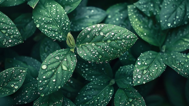 Wild Green Leaves Dew Detailed Nature Foliage Wet Fresh Botanical