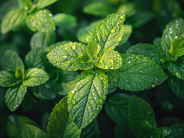 Wild Green Leaves Dew Detailed Nature Foliage Wet Fresh Botanical