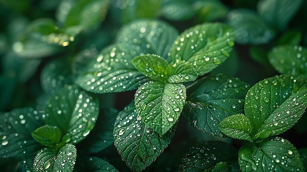 Wild Green Leaves Dew Detailed Nature Foliage Wet Fresh Botanical