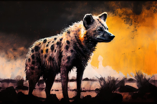 Wild life illustration background colorful art graphic design of a wild dog