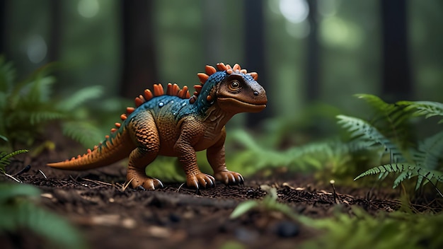 Wild Life Photography Of 3D Cartoon Dinosaur in Forest