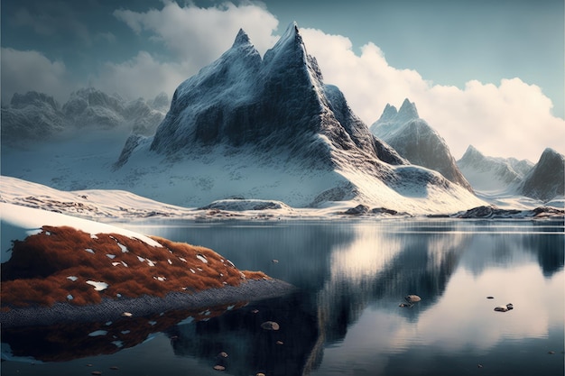 Wild nature at its best snowy mountain scenery landscape generative ai