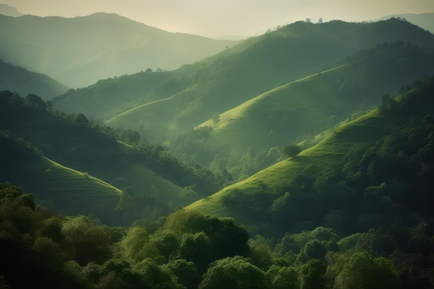 Wild nature view landscape Rain leaves Generate Ai