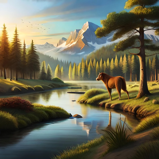 Wild nature with animal background