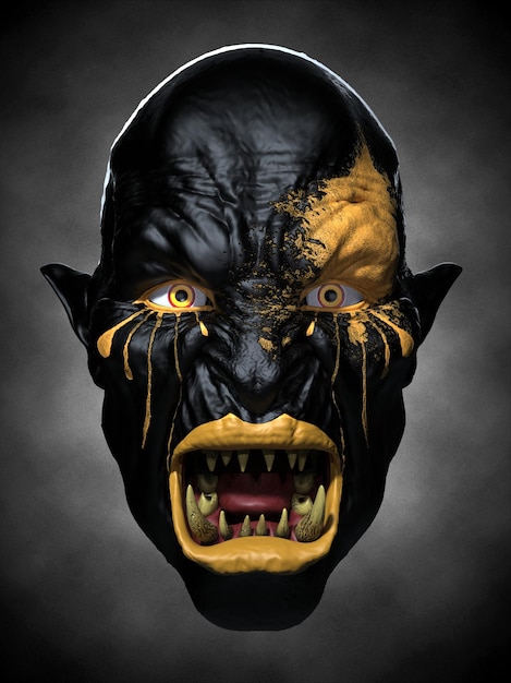 Wild orc mask 3d illustration