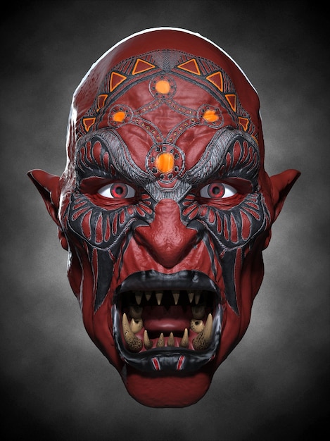 Wild orc mask 3d illustration