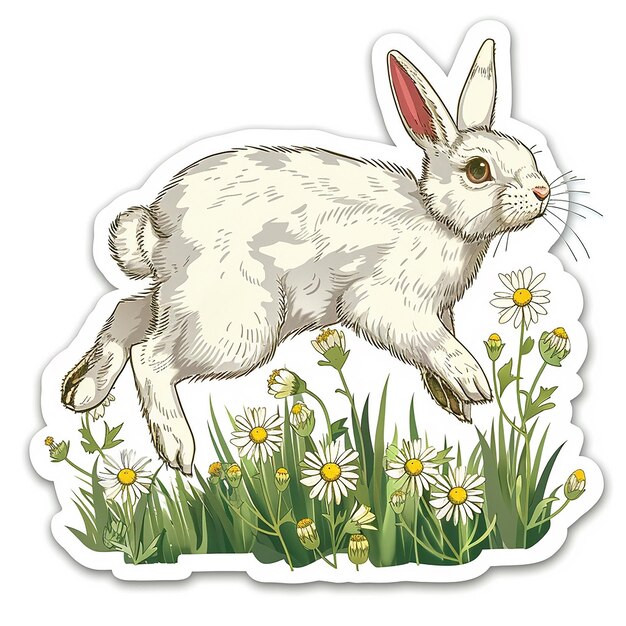 Photo wild rabbit die cut sticker