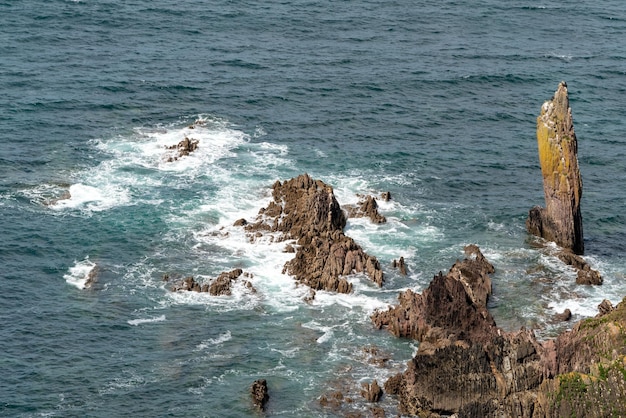 Wild rocky coast near Thurlestone in Devon