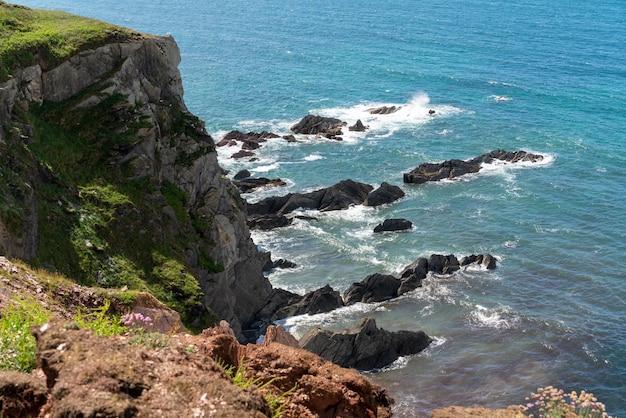 Wild rocky coast near Thurlestone in Devon