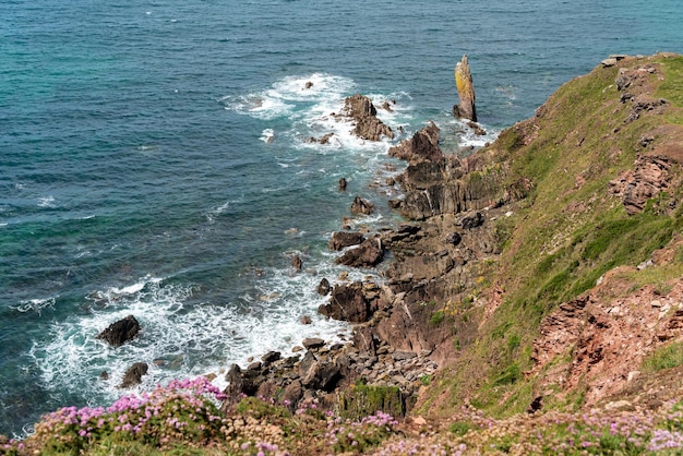 Wild rocky coast near Thurlestone in Devon