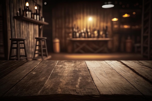 Wild West Wood Table Saloon Table Mockup for Product Display Perspective Template Generative AI Illustration