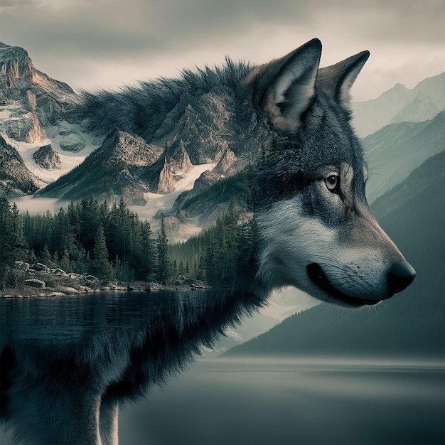 Wild wolf in nature