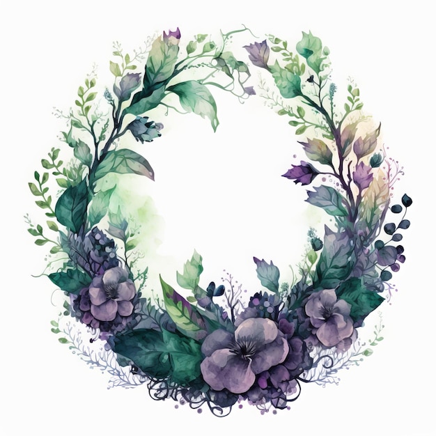 Wildflower flower wreath in a watercolor style