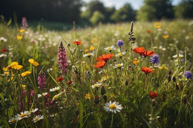 Wildflower meadow with diverse species