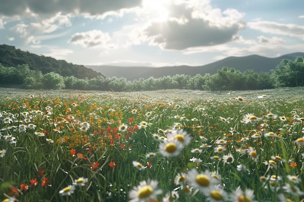 Wildflowers blooming in a meadow