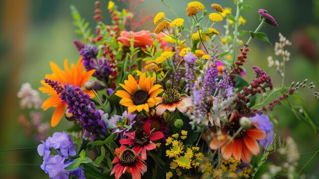 Photo wildflowers bouquet summer white generative ai