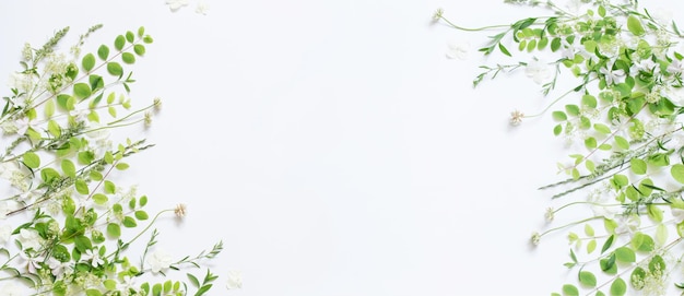 wildflowers and plants on white background