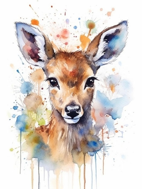 Wildlife Animal Mammal Deer Watercolor Wall Art