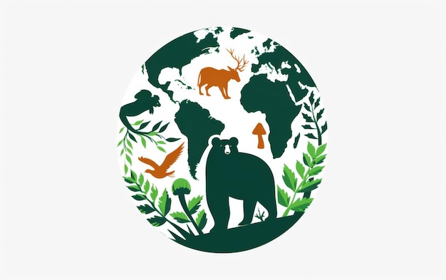 Photo wildlife conservation icon for world environment day on white background