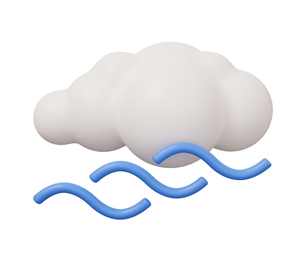 Wind cloud 3d weather isolated minimal 3d render illustration in cartoon trendy style