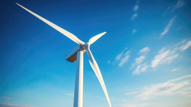 Wind Energy Innovation Detailed Shot of Turbine in Blue Skies