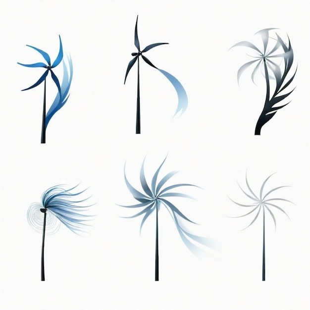 Photo wind flat vector set white background illustration