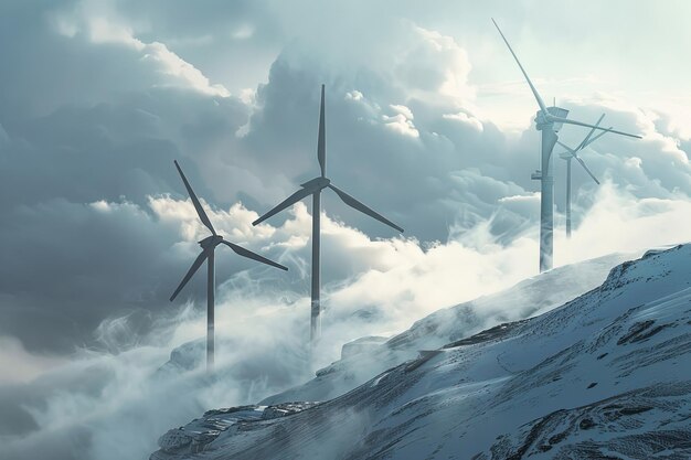 Wind Generators on a Cloudy Ridge Illustration