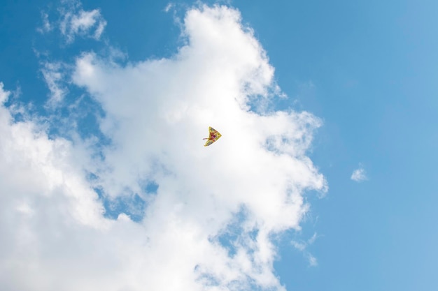 Wind kite flying in the blue sky