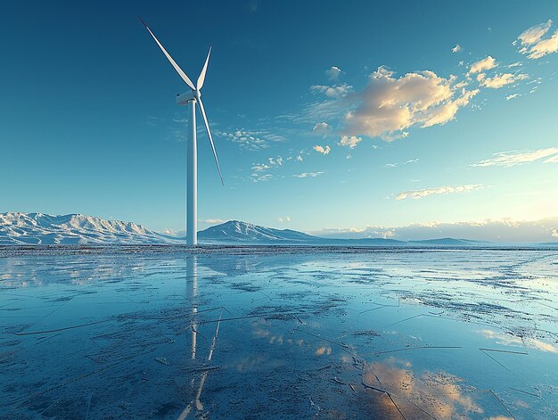 Wind Turbine Against Clear Blue Sky Highly Detailed