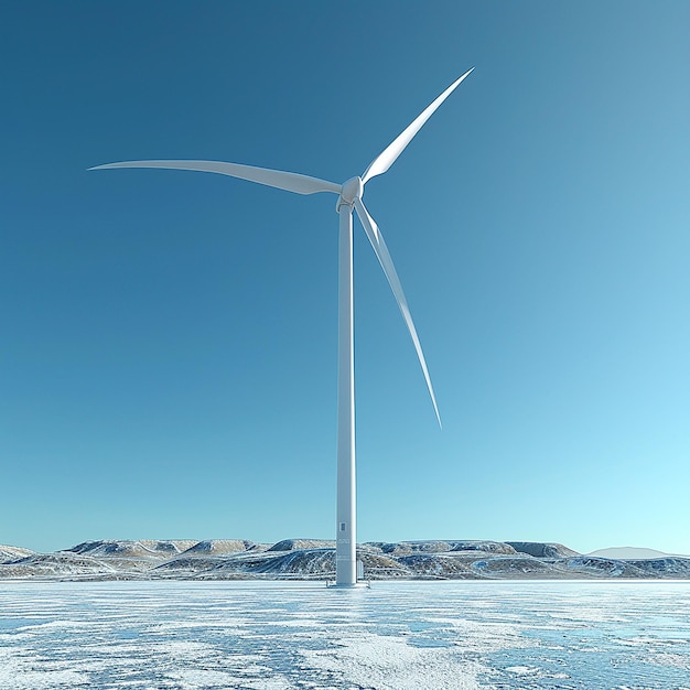 Wind Turbine Against Clear Blue Sky Highly Detailed