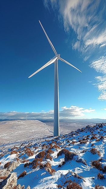 Wind Turbine Against Clear Blue Sky Highly Detailed