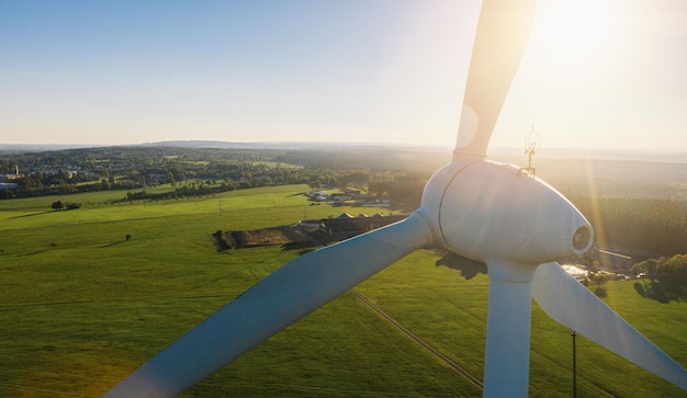 Wind turbine and agricultural fields - Energy Production with clean and Renewable Energy - copyspace for your individual text