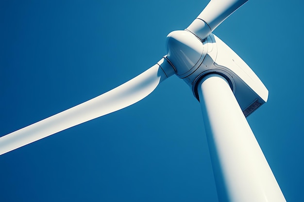 Photo wind turbine blade against blue sky renewable energy source